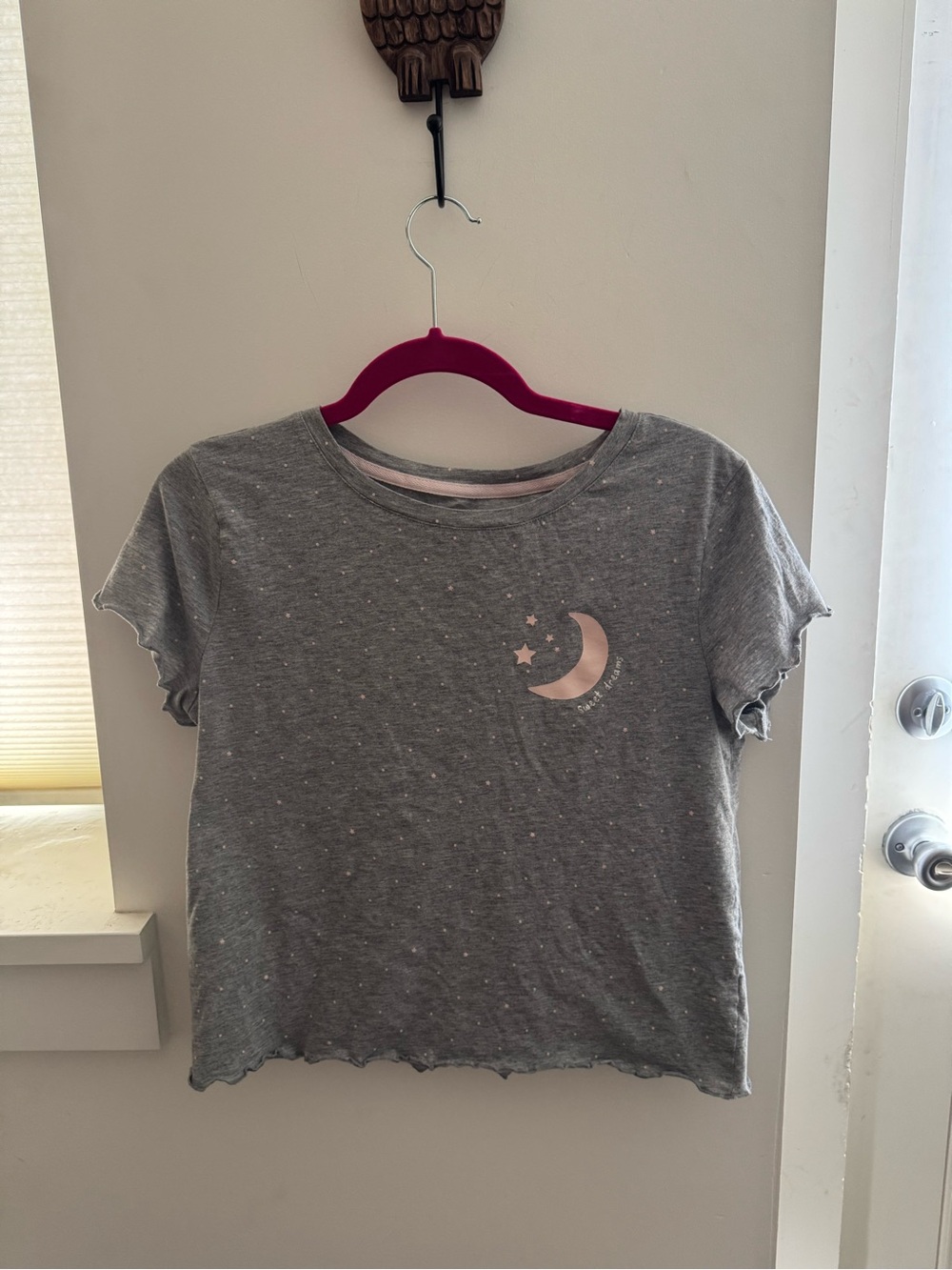 Girls' Gray Moon & Stars Short Sleeve Pajama Tee